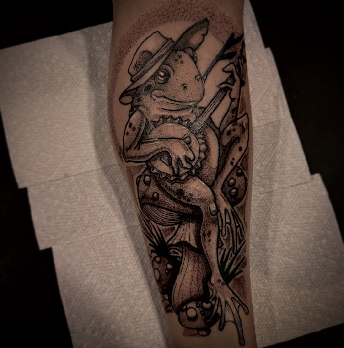 Tattoo by @adam.tattoos — dotwork, realism