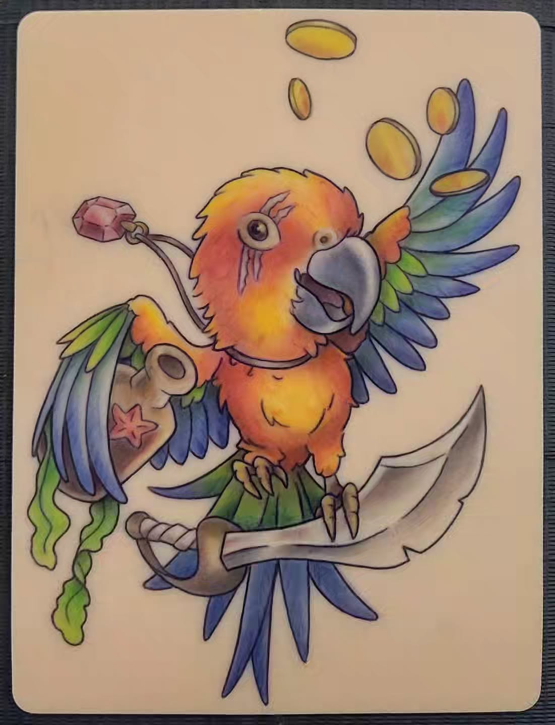 Parrot American traditional tattoo by Sarah Alba