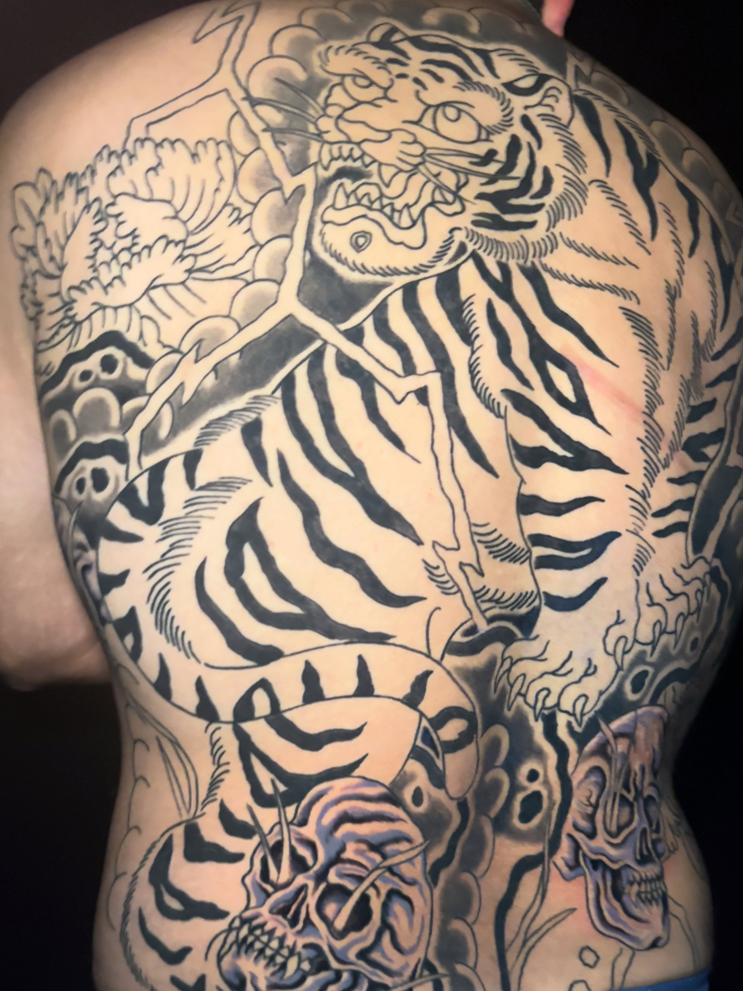 Tattoo by @mattbrookstattoo — black_and_grey, japanese_irezumi