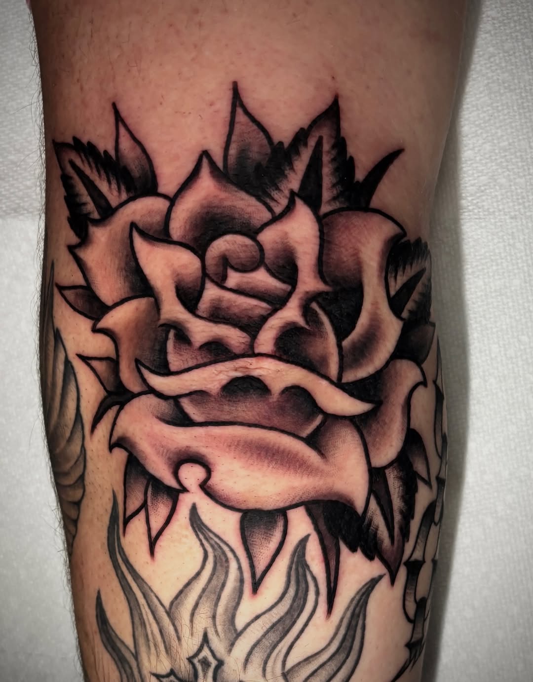 Tattoo by @mattelliotttattoos — american_traditional, black_and_grey