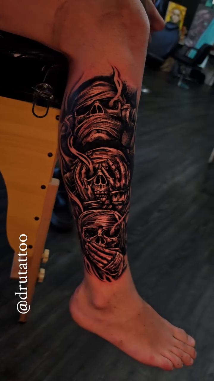 Tattoo by @drutattoo — dark_realism, black_and_grey