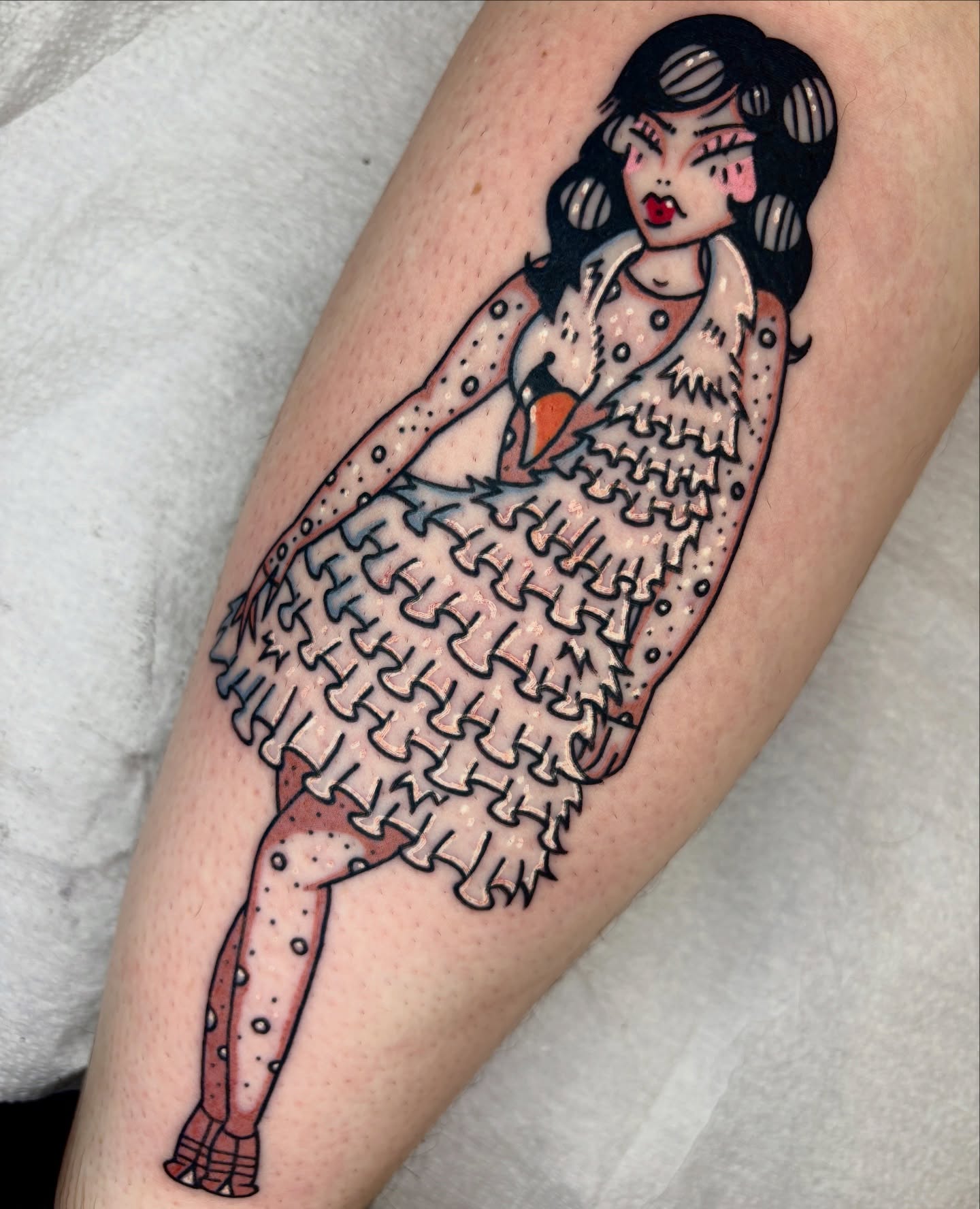 Flapper girl American traditional tattoo on the forearm by Bella