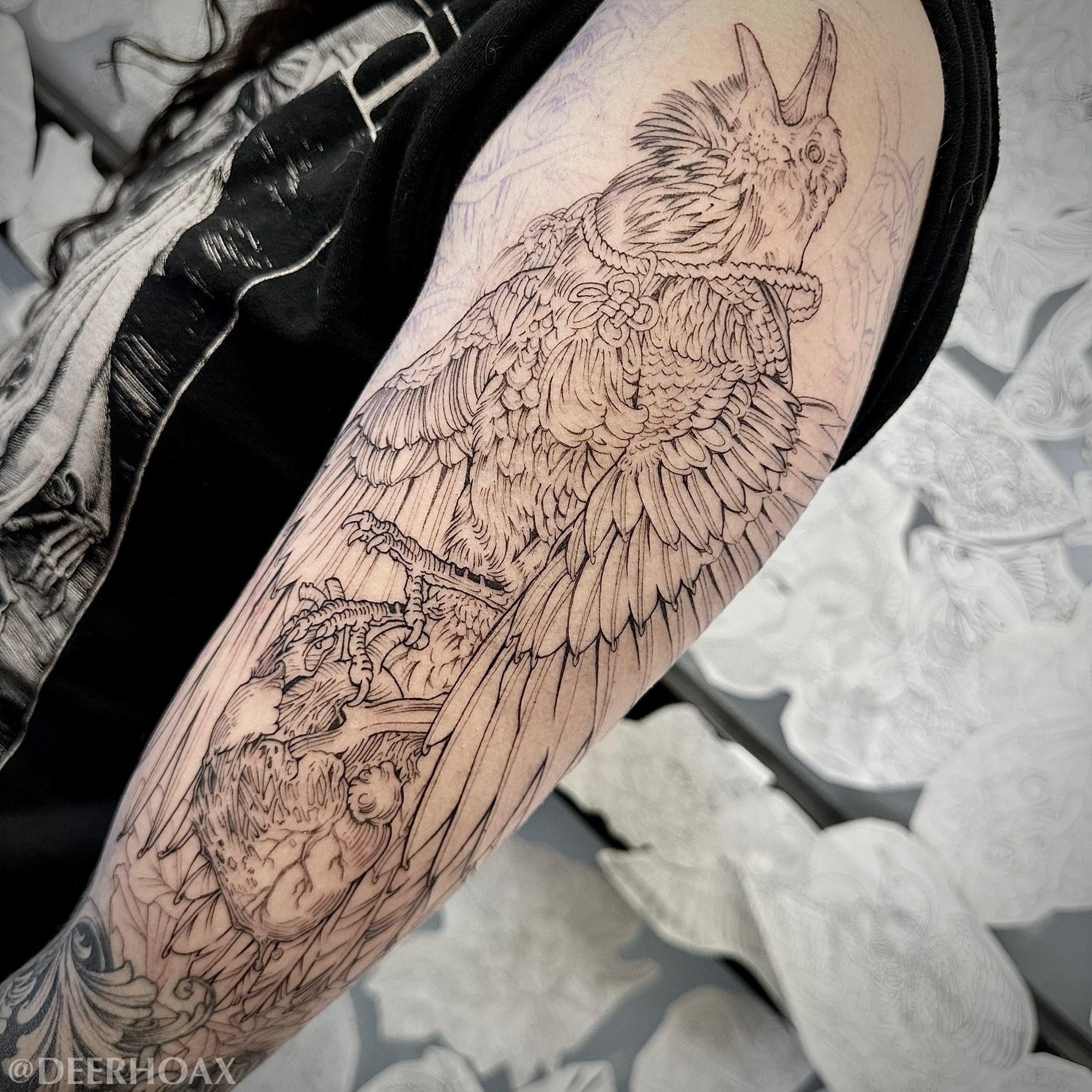 Tattoo by @deerhoax — black_and_grey, realism
