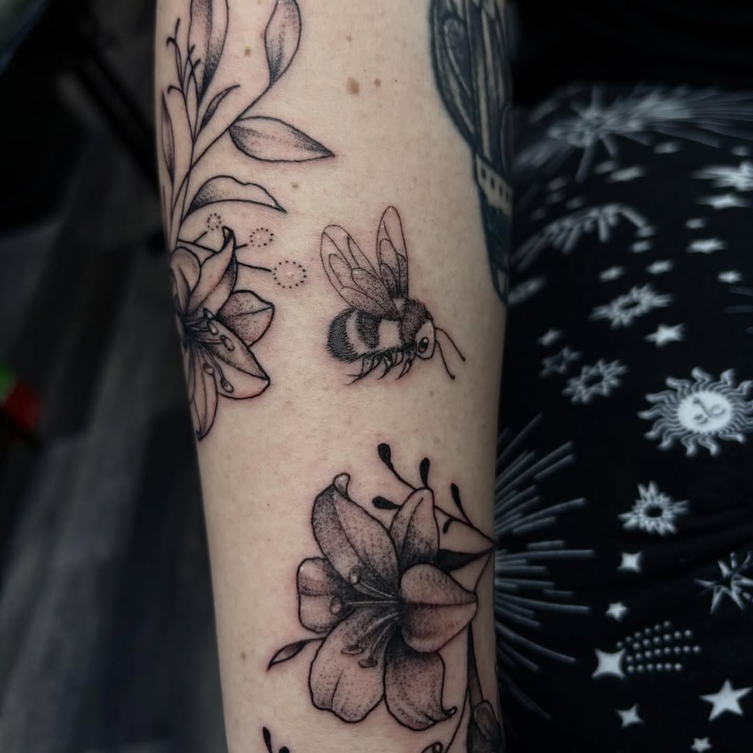 Tattoo by @gloomberrytattoos โ dotwork, black_and_grey
