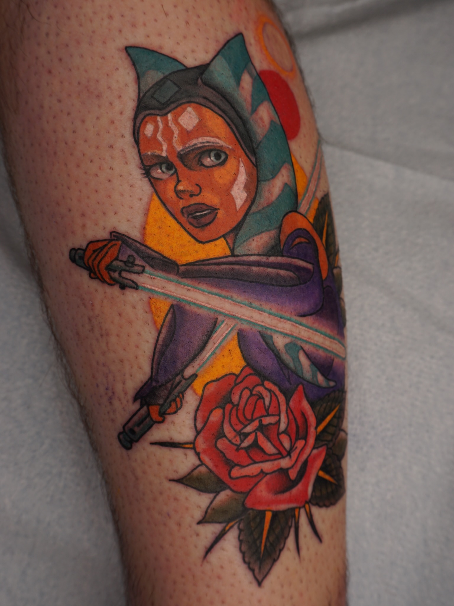 Katana warrior anime tattoo on the forearm by Sarah Christine Tattoo, Calgary, Alberta