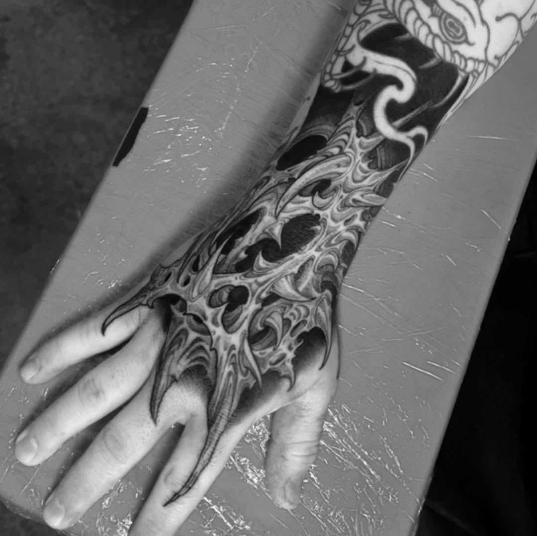 Tattoo by @trophytattoos — black_and_grey, dark_realism