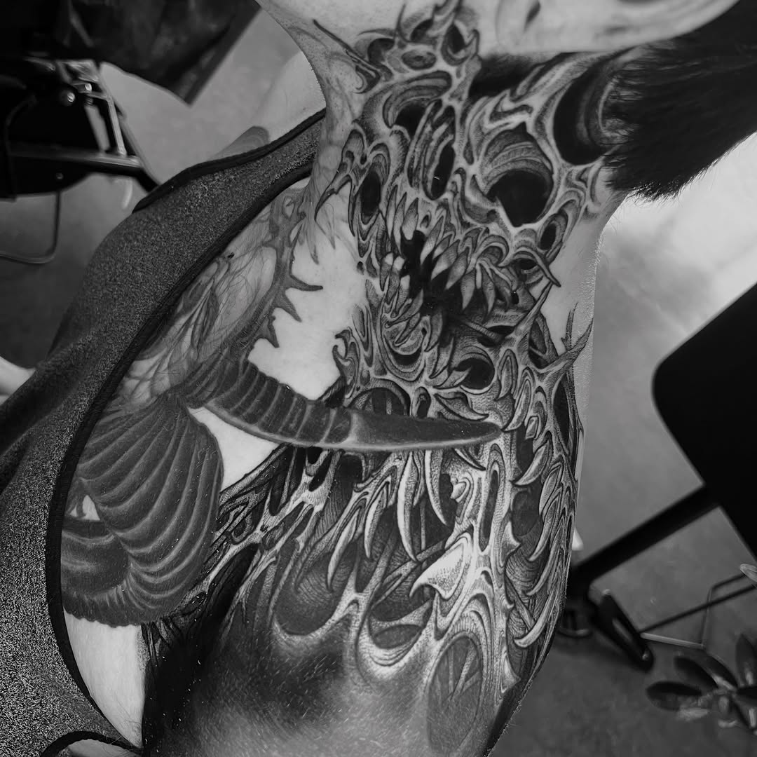 Tattoo by @trophytattoos — dark_realism, blackwork