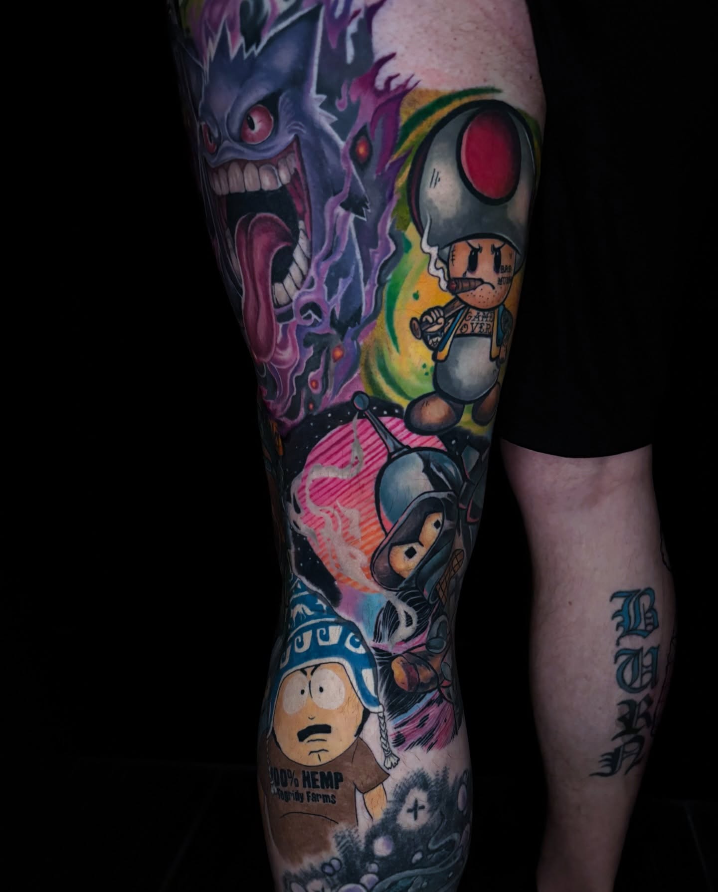 Cartoon characters dotwork tattoo on the forearm by Emilie Uchiha - Anime Tattoo Artist