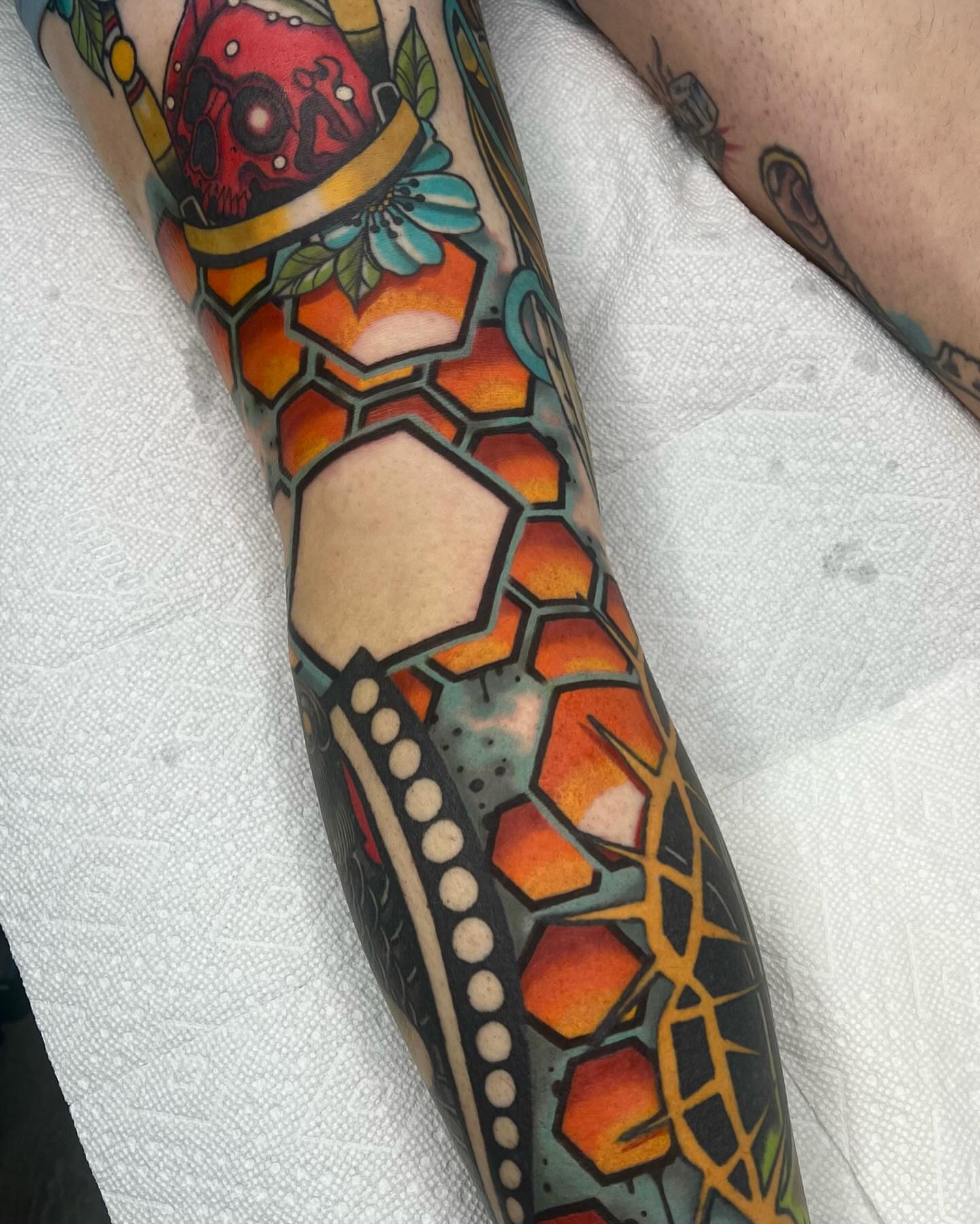 Geometric pattern geometric tattoo on the forearm by Brandon McDaniel Iowa Tattoo Artist