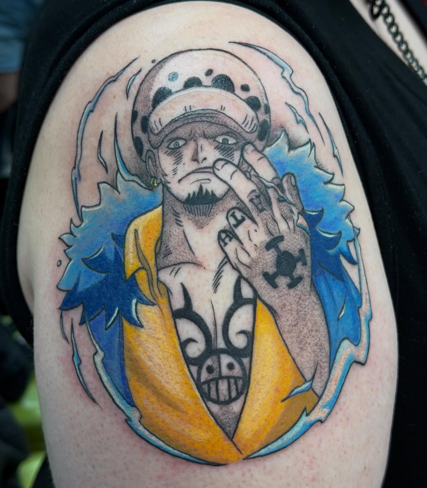 Monkey D. Luffy anime tattoo on the shoulder by Olivia Norbert