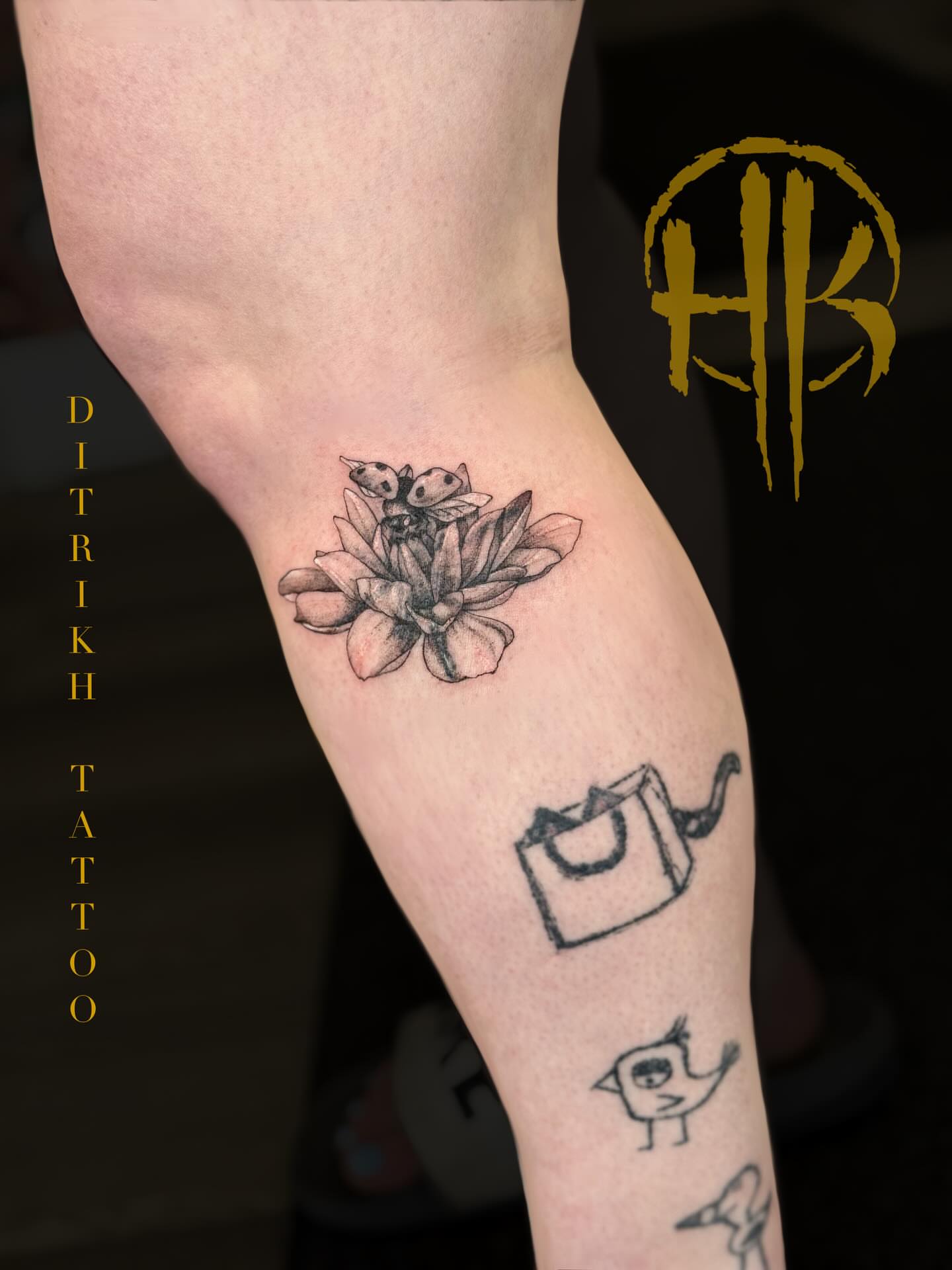 Lotus flower dotwork tattoo on the forearm by KET, Calgary, Alberta