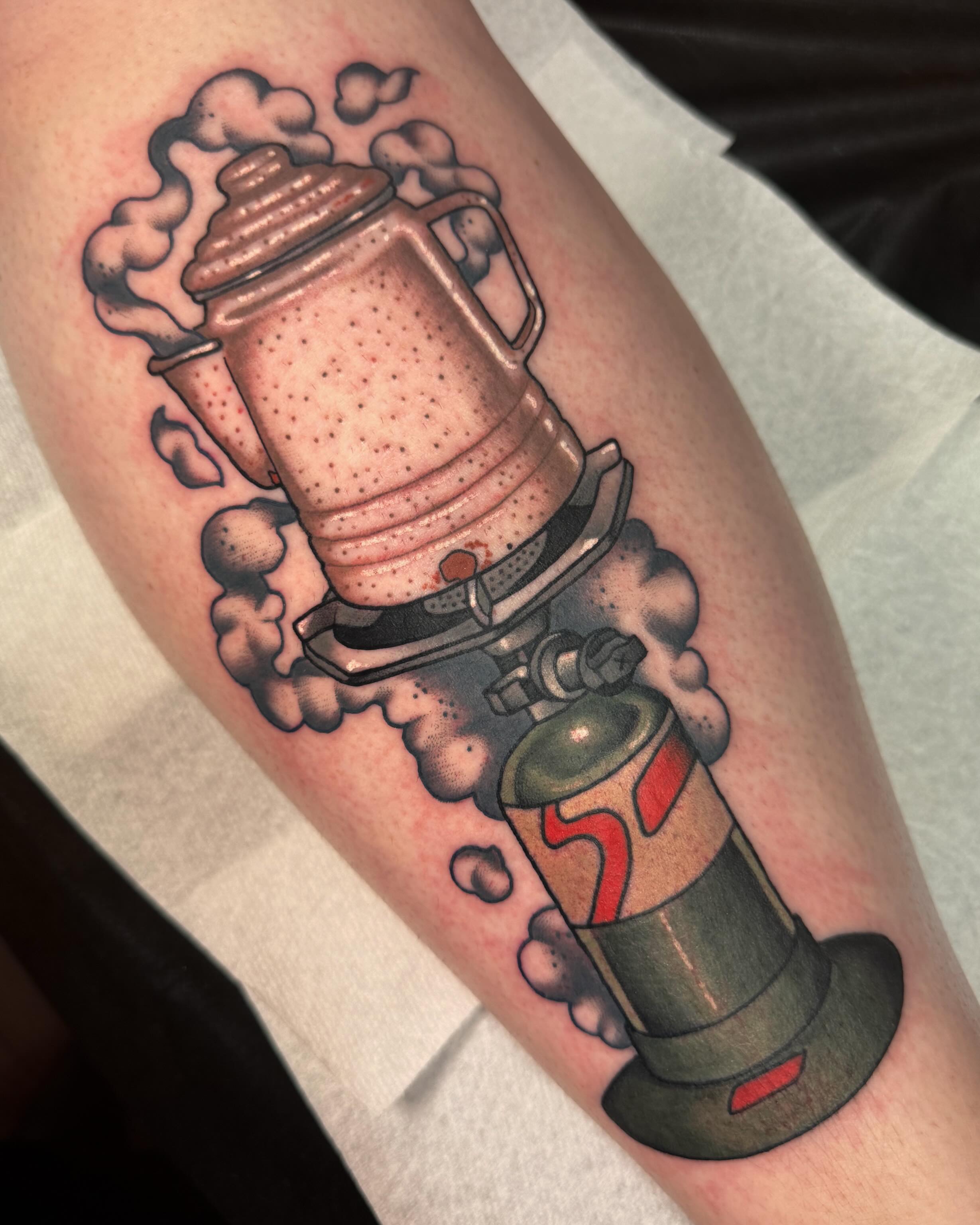 Beer stein dotwork tattoo on the forearm by Monica Amneus