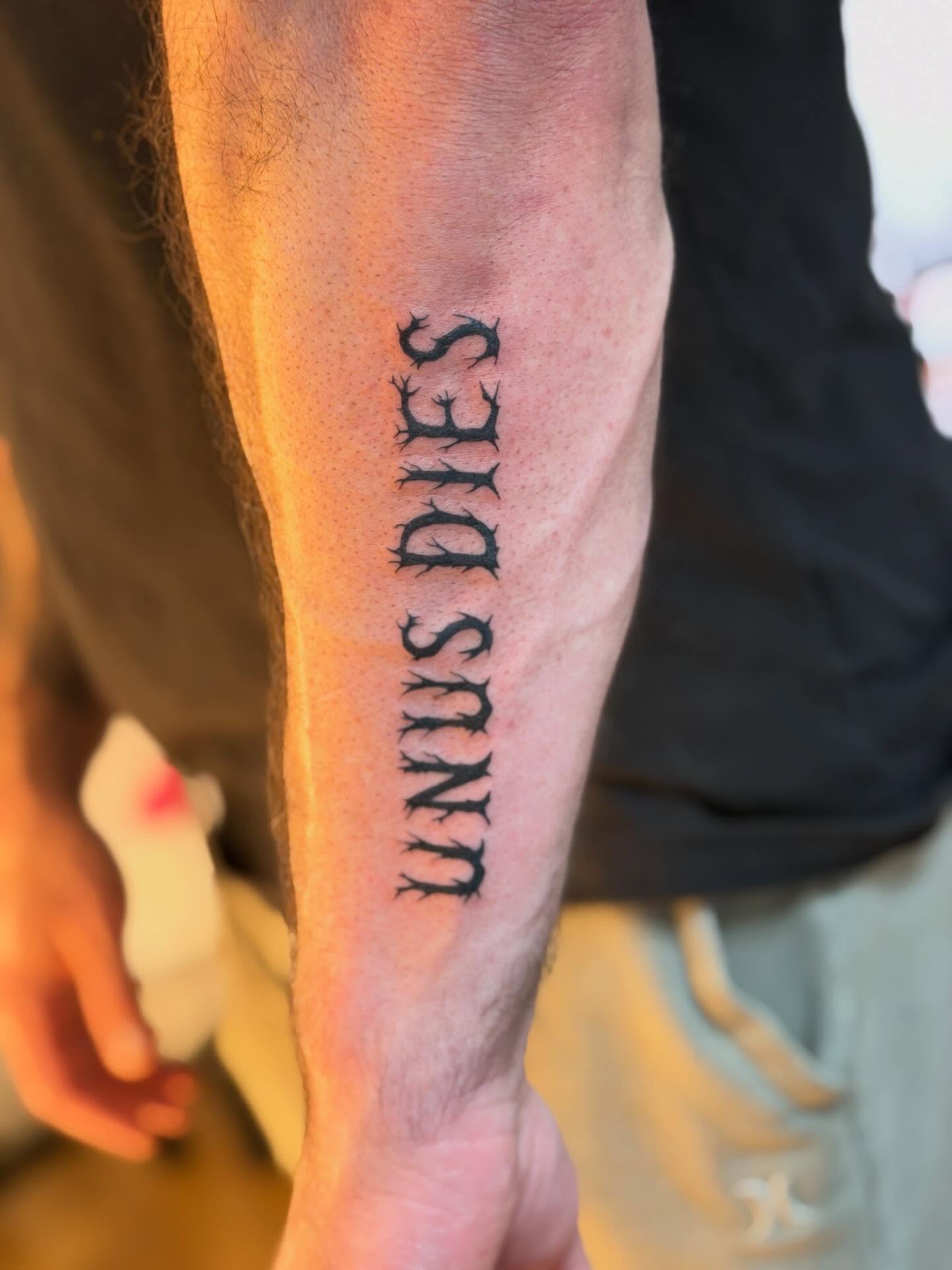 Tattoo by @heretopetdogs — lettering_script