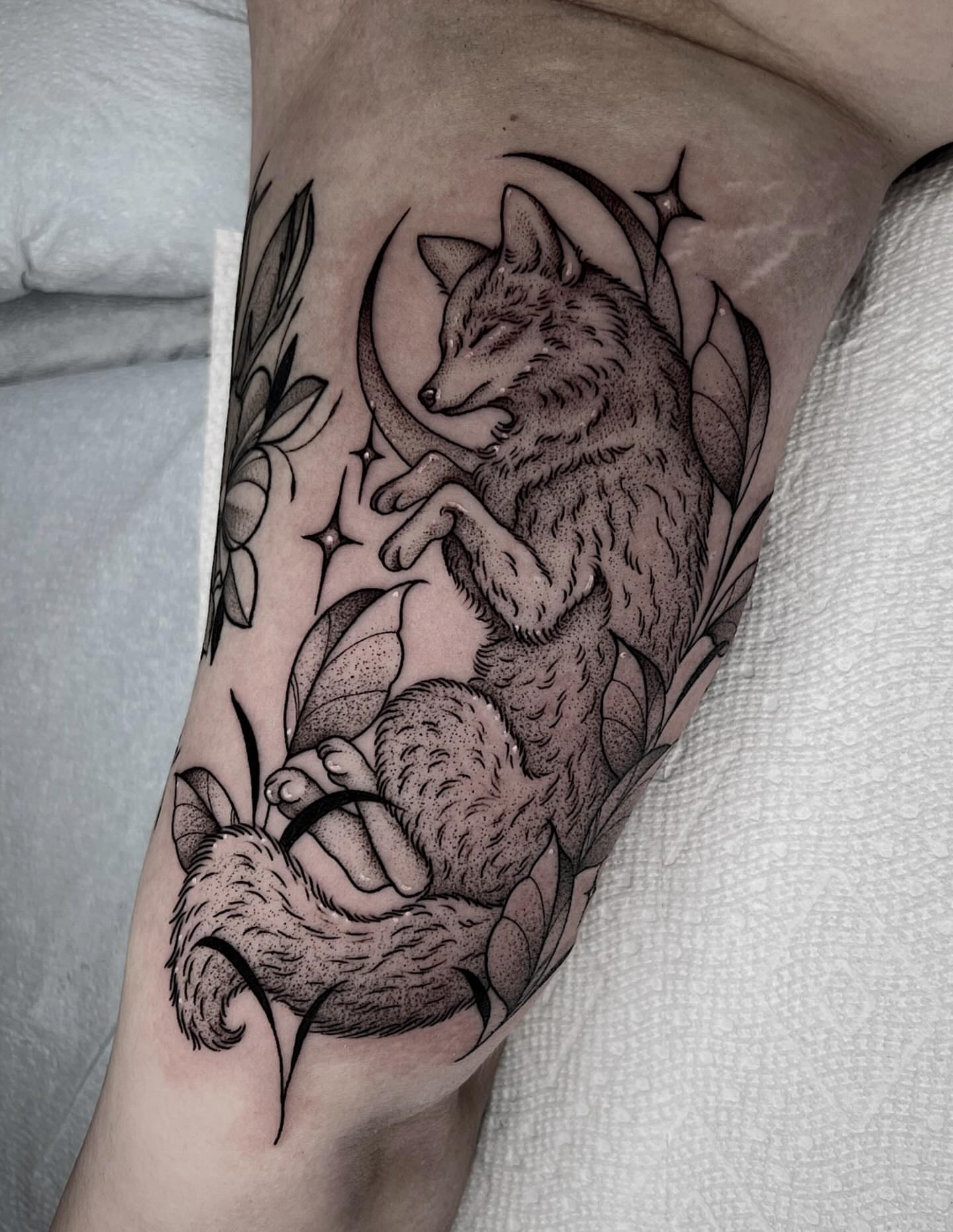 Tattoo by @brii.fletchtattoos β dotwork, black_and_grey