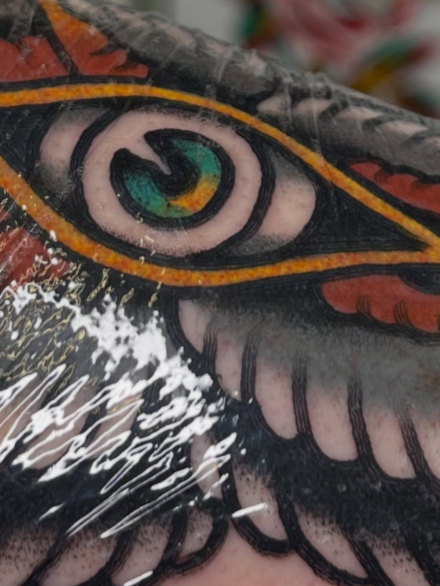 Eye American traditional tattoo on the forearm by Chris Martin