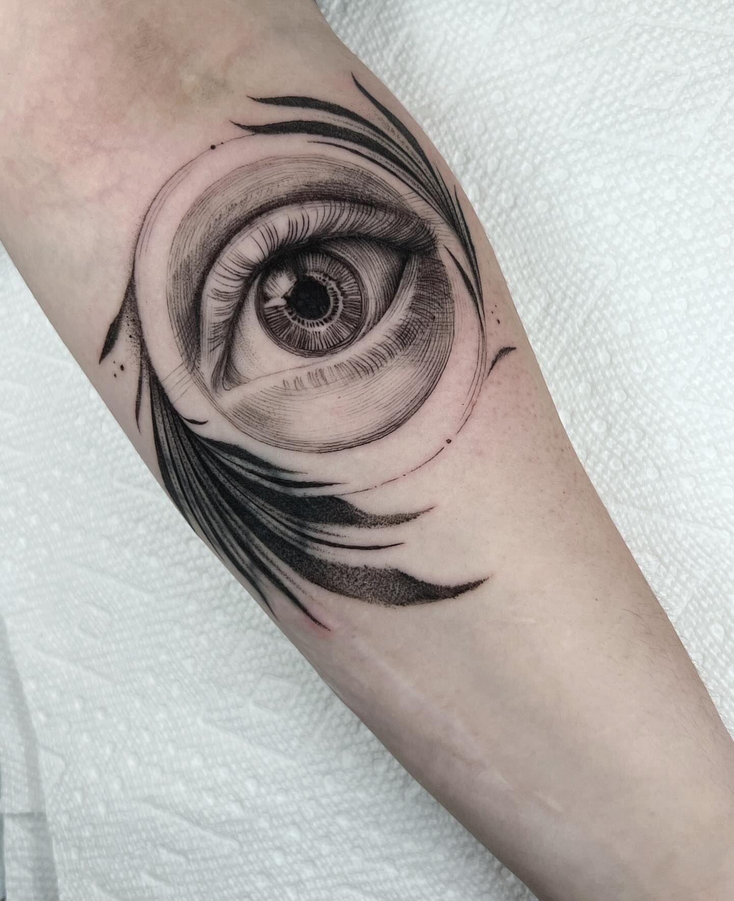 Tattoo by @annawolfftattoos — black_and_grey, realism