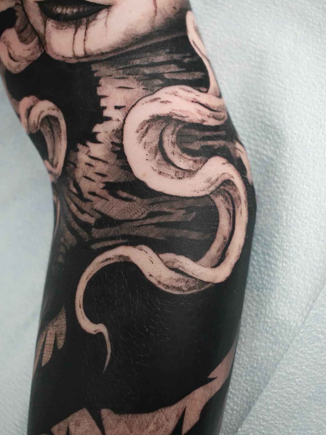 Tattoo by @hollowpriest — blackwork, dark_realism
