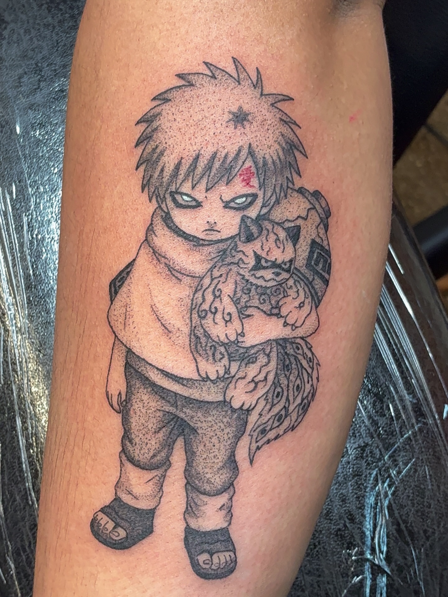 Anime character dotwork tattoo on the forearm by π©π΄π πππΎπβ― π―πΆππβ΄β΄ ππππΎππ