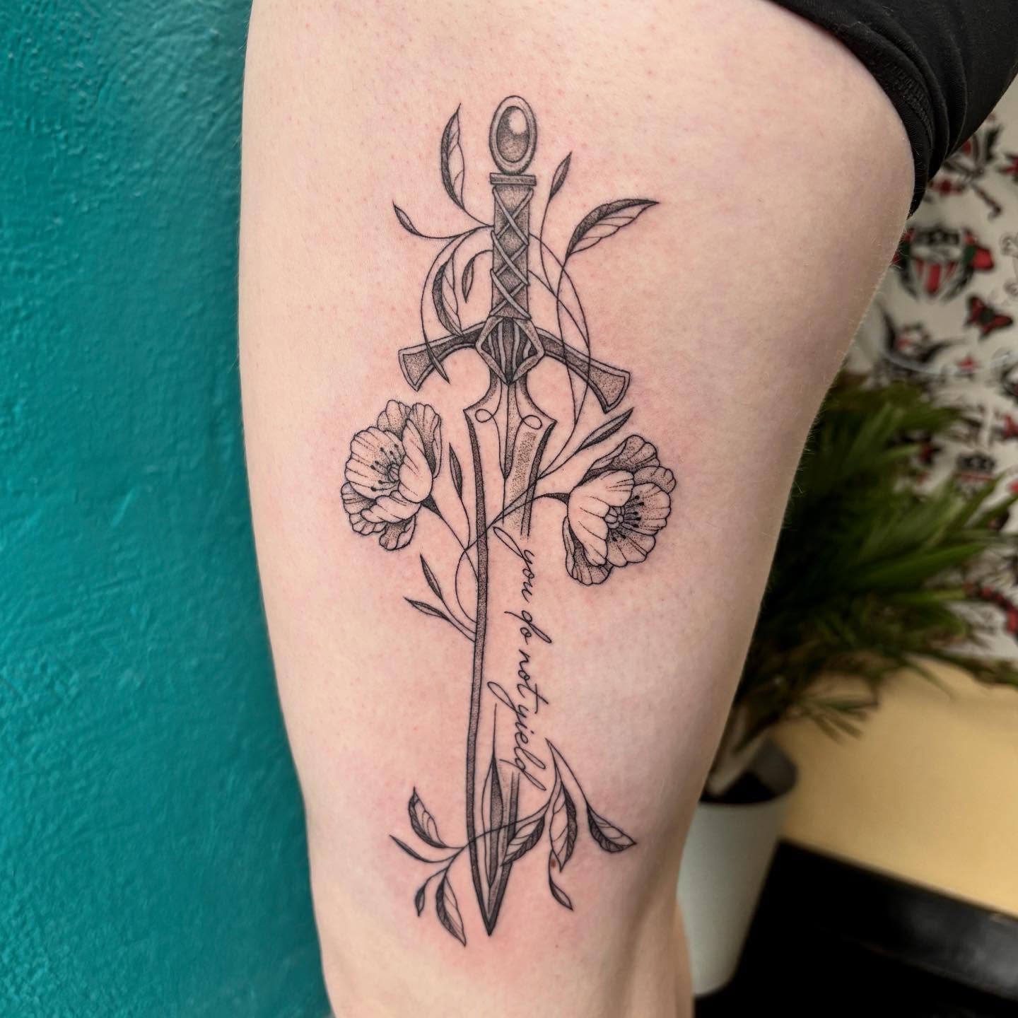 Tattoo by @emmaleighrosetattoos — black_and_grey