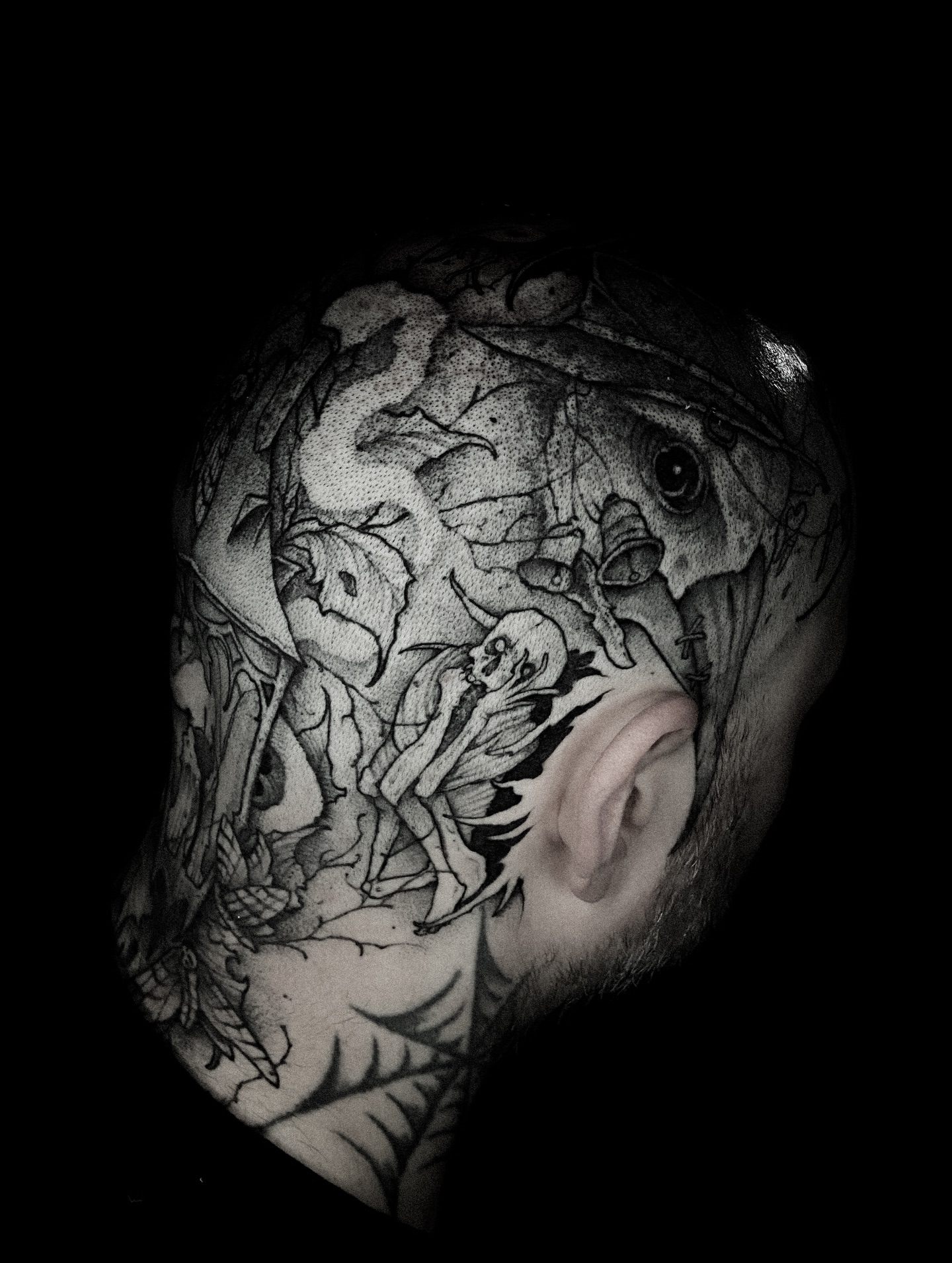 Tattoo by @bunche_tattoo — dotwork, black_and_grey