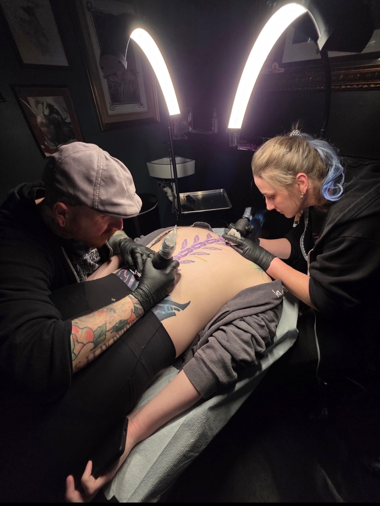 Floral design American traditional tattoo on the back by Meg Mayhem ๐จ Sarenity Tattoo