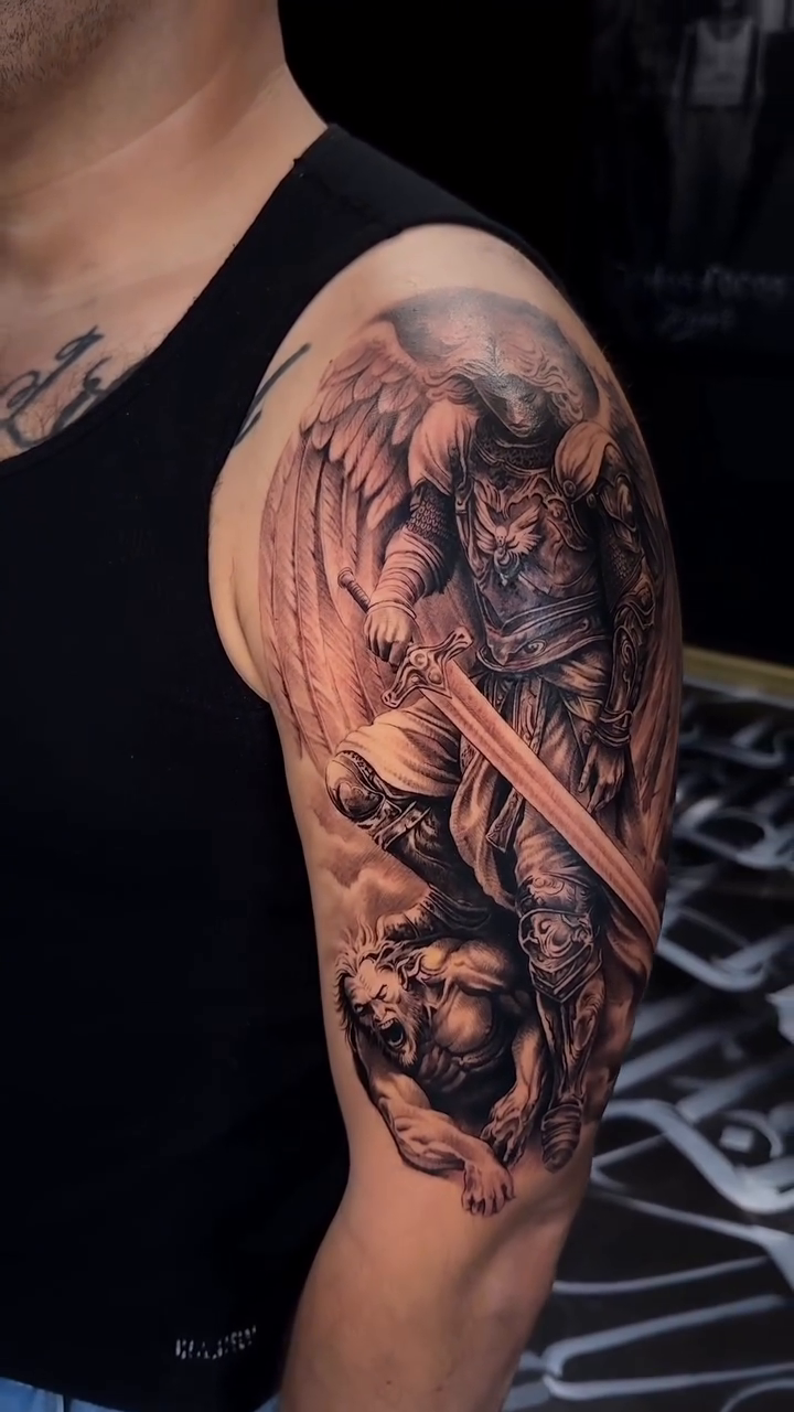 Archangel with sword realism tattoo by Gee Lagunas 🇲🇽, Springfield, Virginia