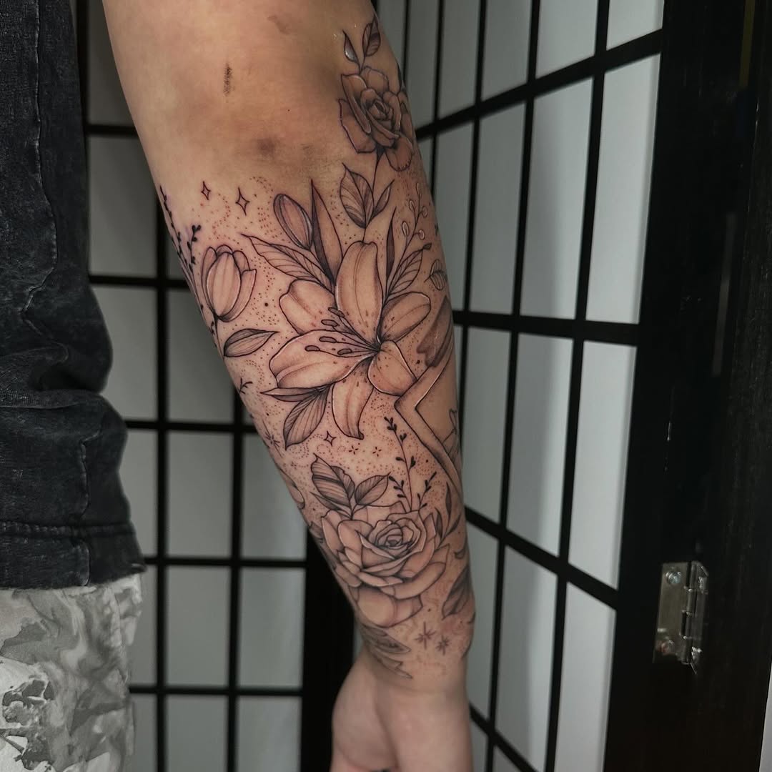 Tattoo by @artbymeganm — fine_line, black_and_grey