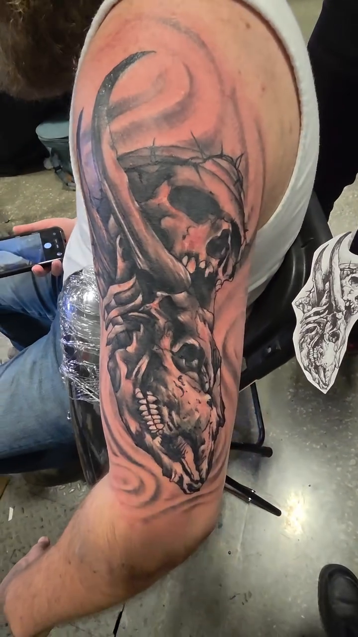 Tattoo by @sarck_hardlifestyle β dark_realism, black_and_grey