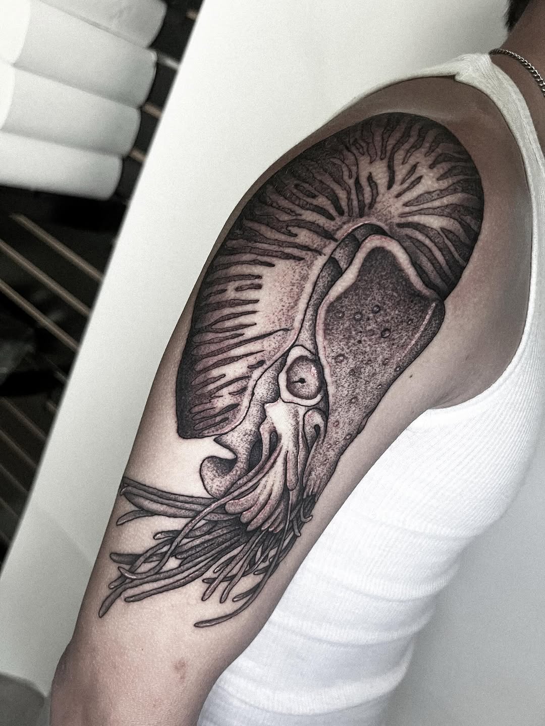 Tattoo by @ashleygreenetattoos — realism, black_and_grey