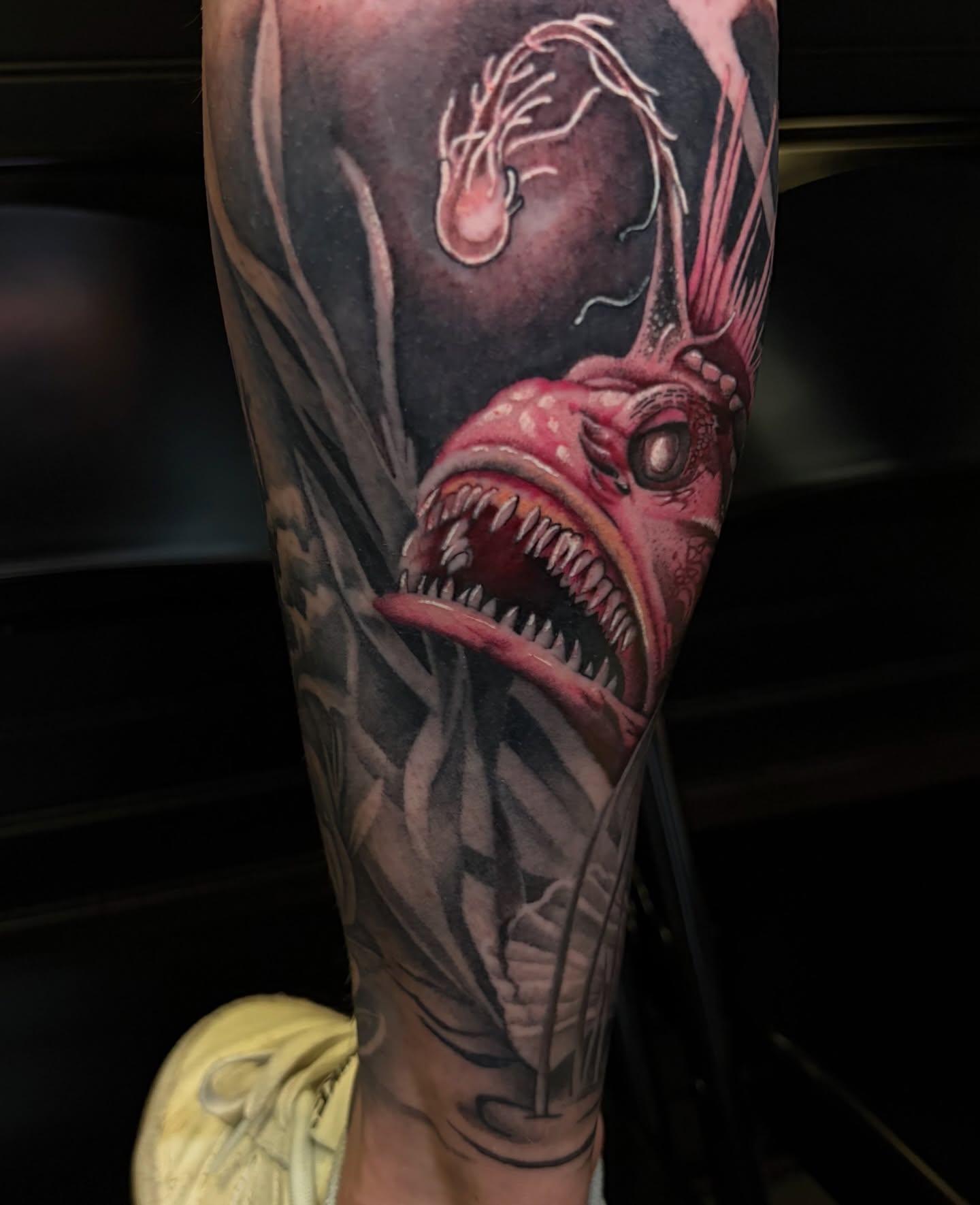 Angler fish realism tattoo on the forearm by Zachary Hayden