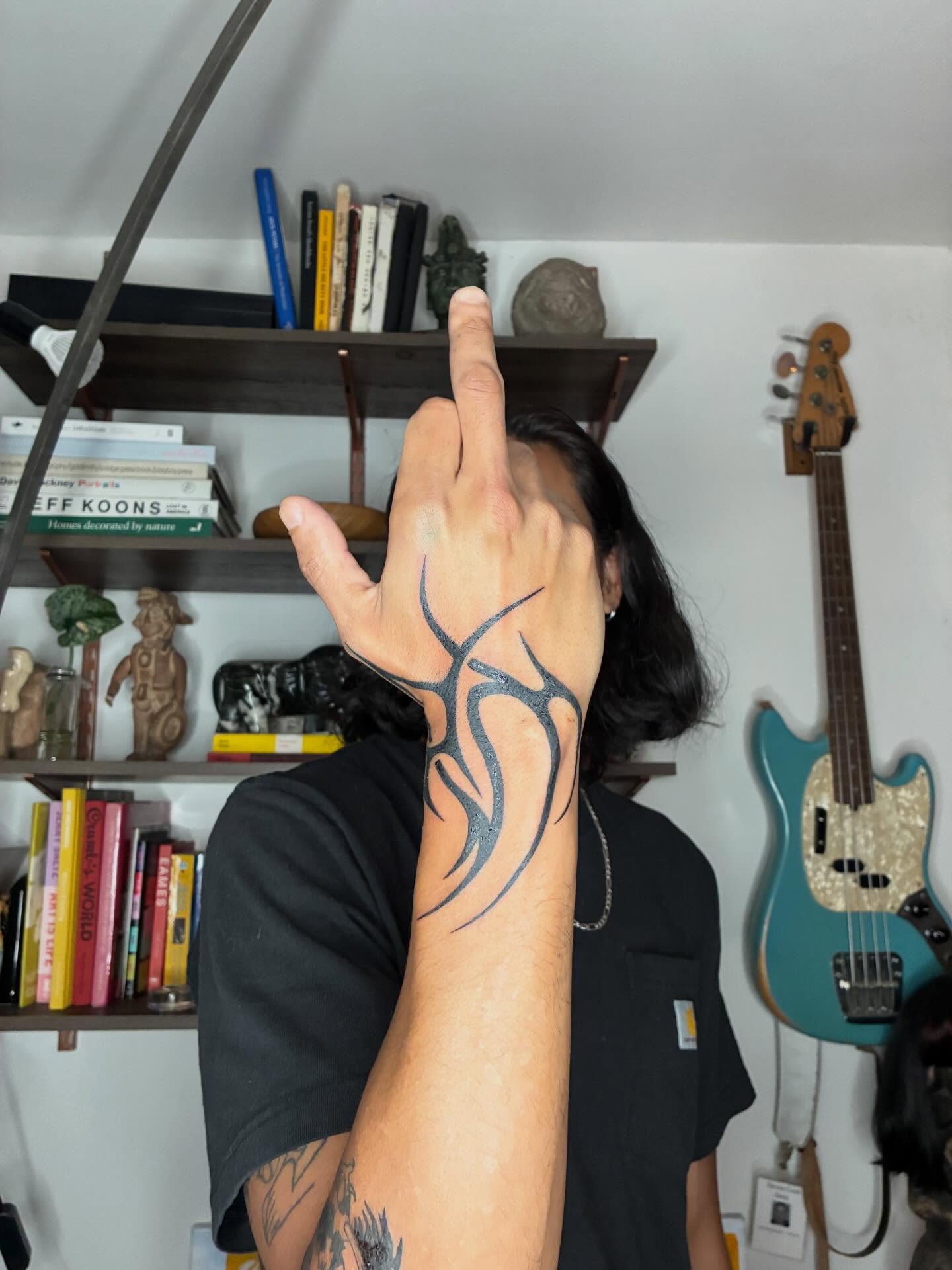Tribal design tribal tattoo on the forearm by Steven Sessler, San Francisco, California