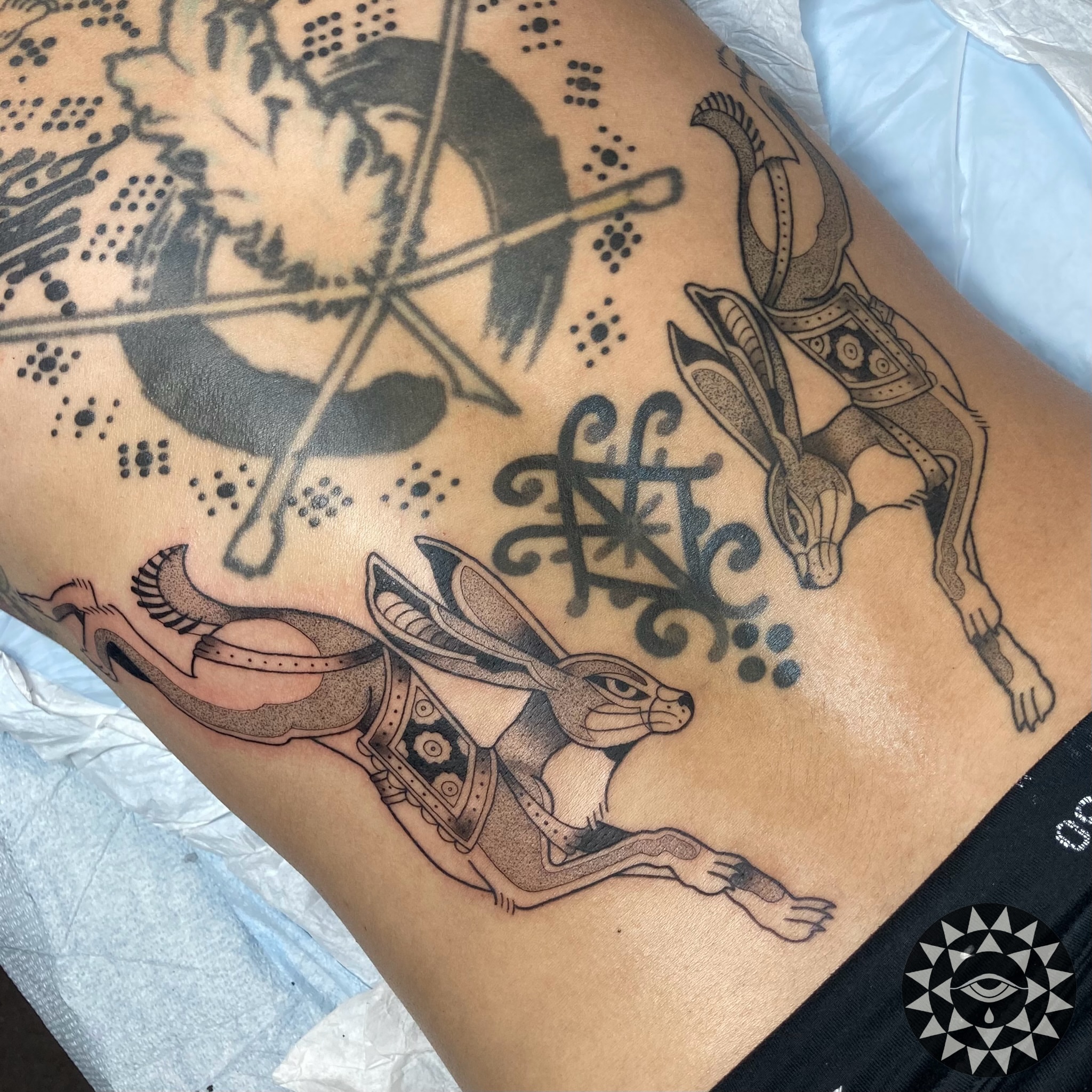 Tattoo by @chelsartistry — black_and_grey, dotwork
