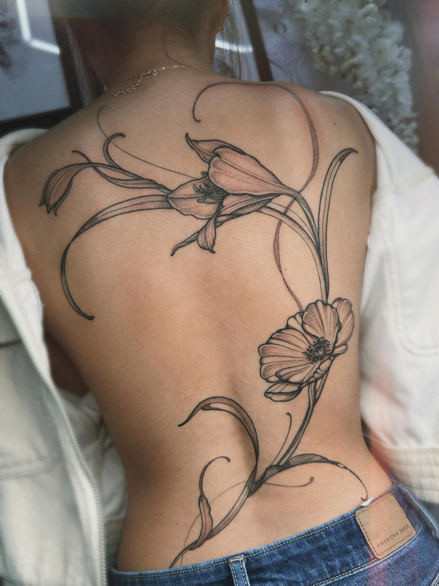 Tattoo by @mushrooomqueen — black_and_grey
