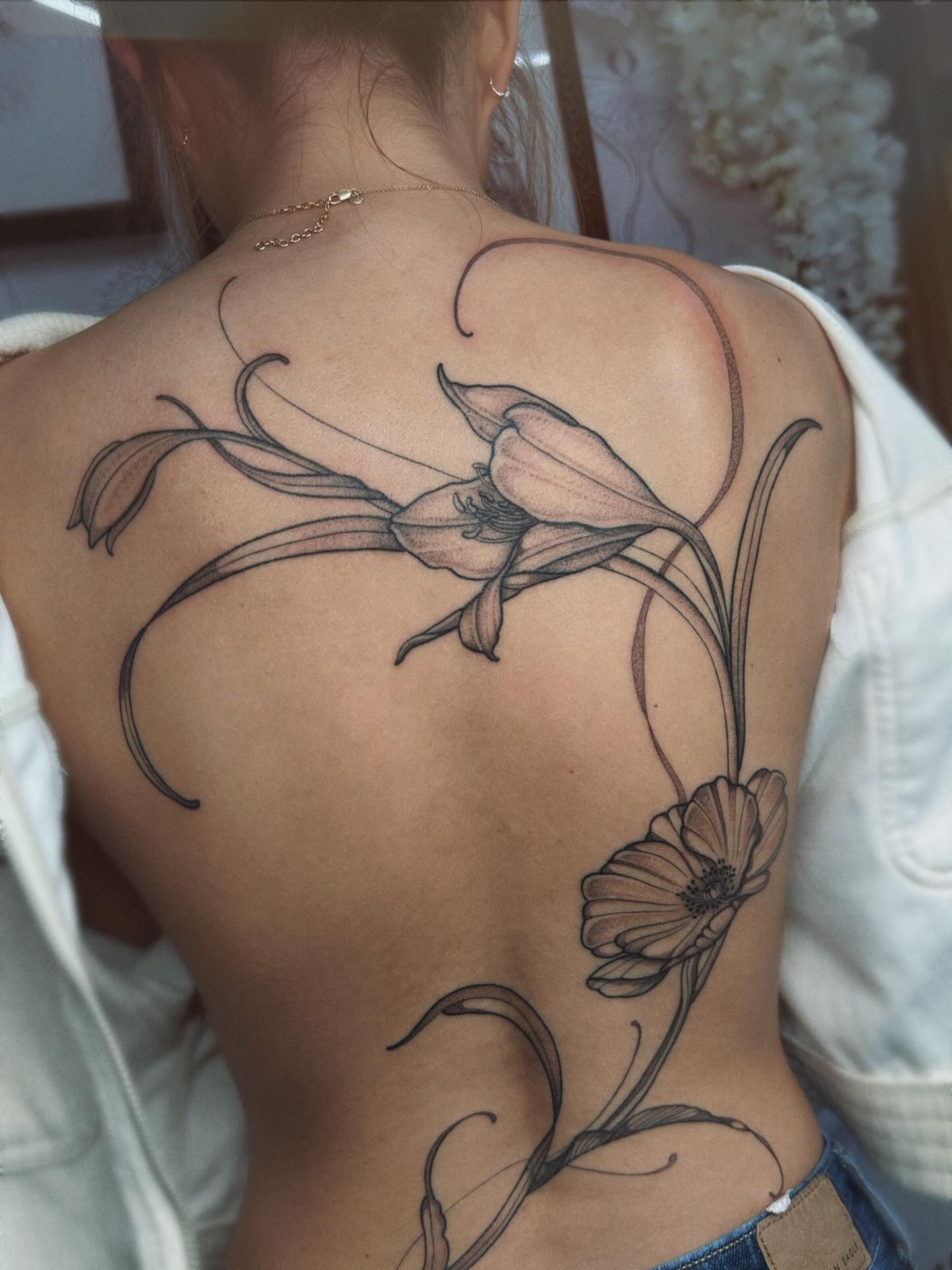 Tattoo by @mushrooomqueen — black_and_grey, realism