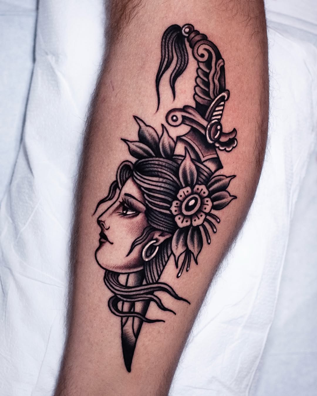 Tattoo by @miguelcomintattooer — american_traditional, black_and_grey