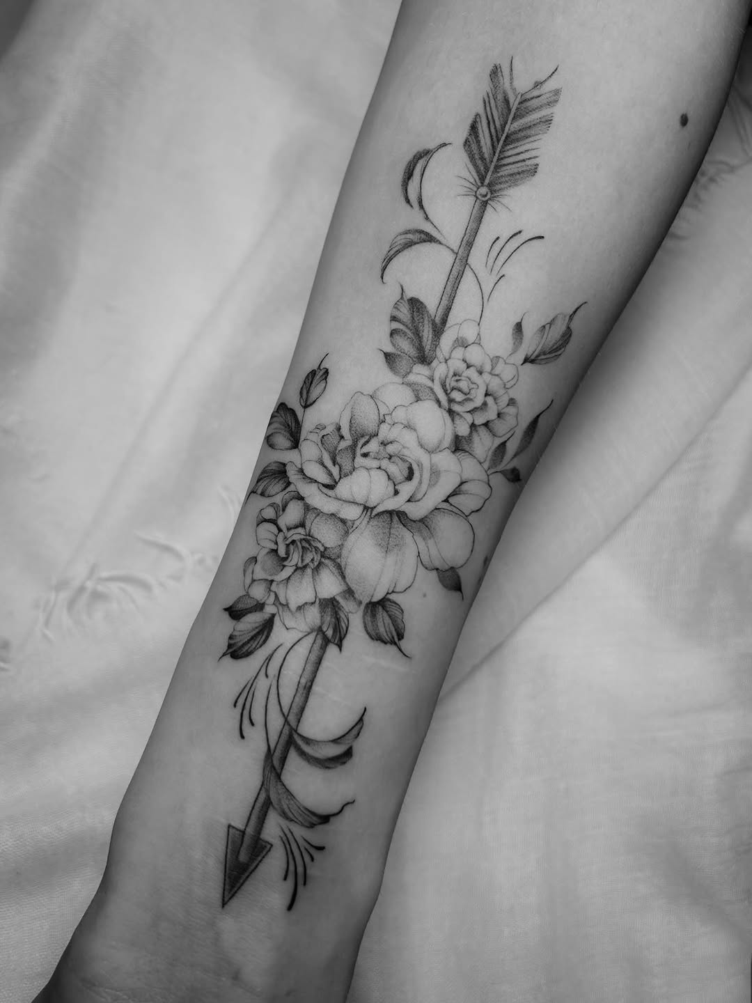 Tattoo by @chloeflynntattoos — fine_line, black_and_grey