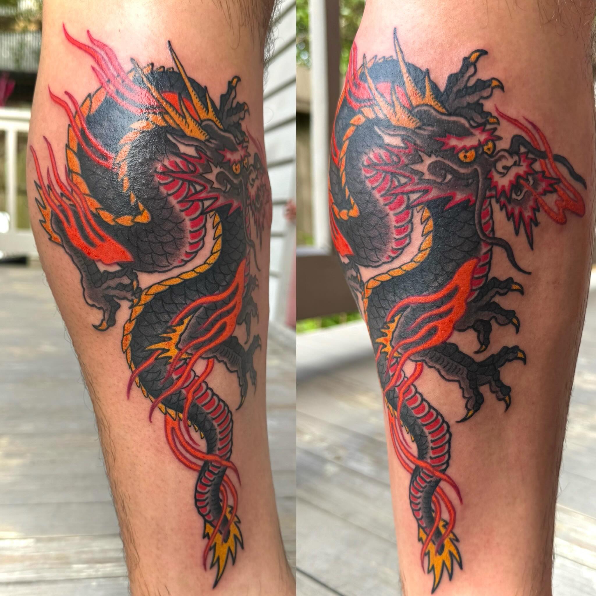 Dragon japanese irezumi tattoo on the forearm by Jeremy Justice, New Orleans, Louisiana