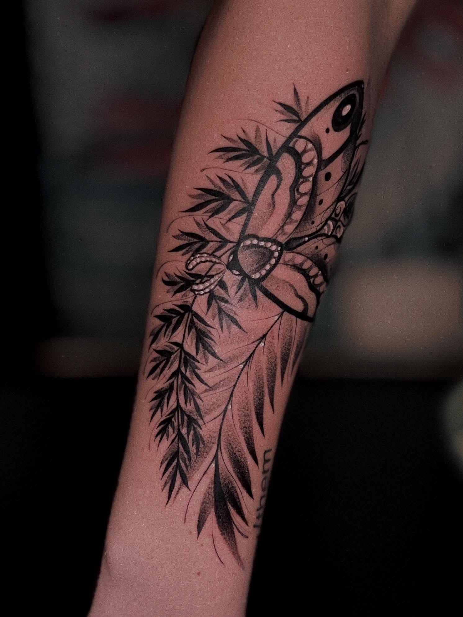 Tattoo by @mattisonfire — black_and_grey