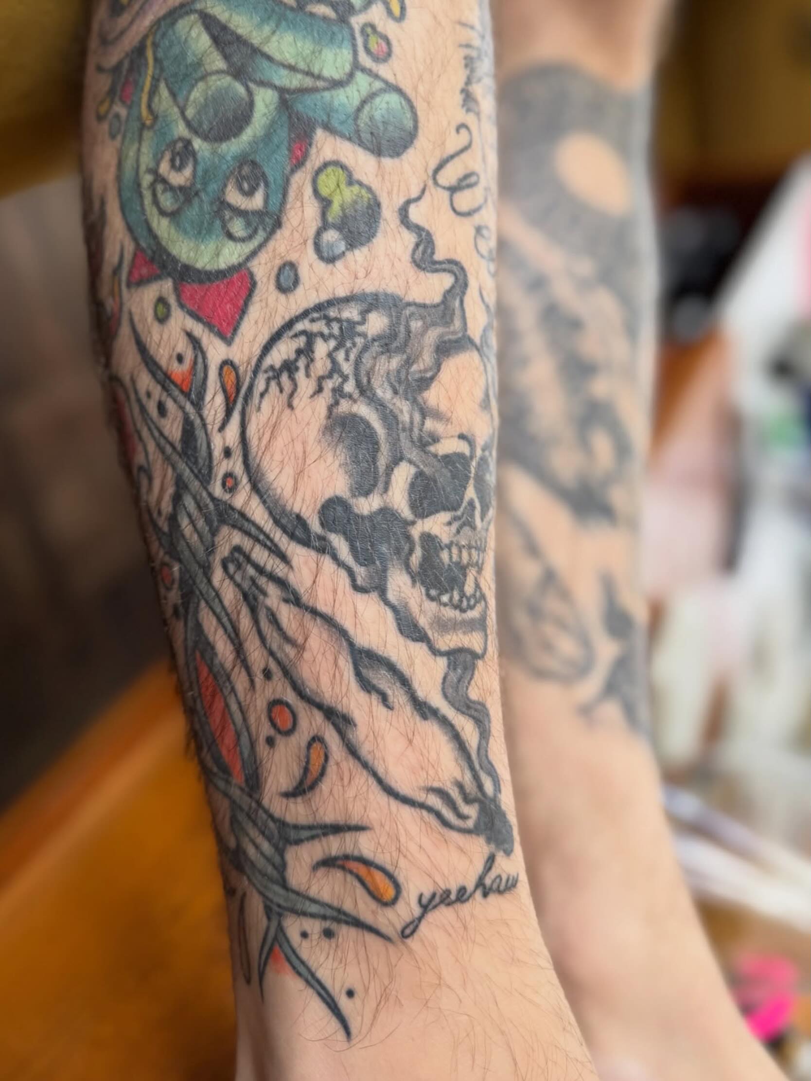 Tattoo by @roach__b — american_traditional, dotwork