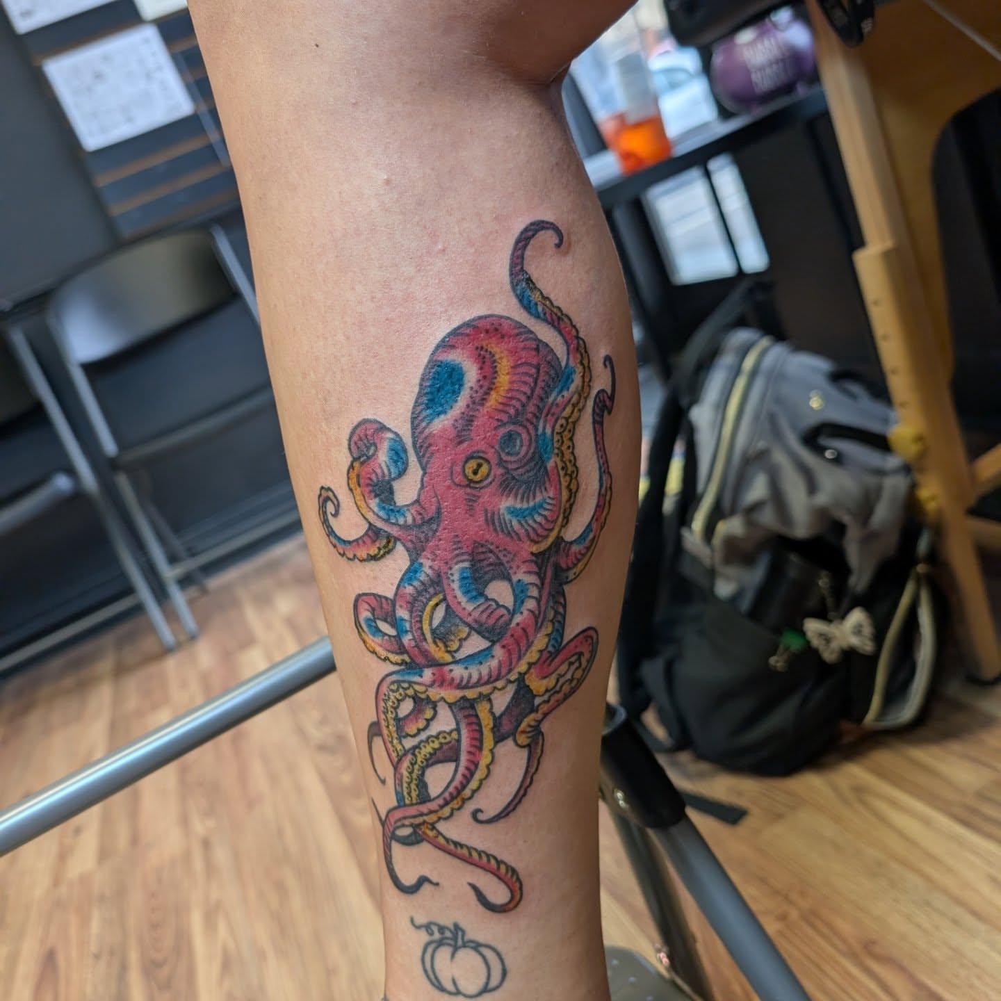 Octopus new school tattoo on the forearm by Chad Nuber