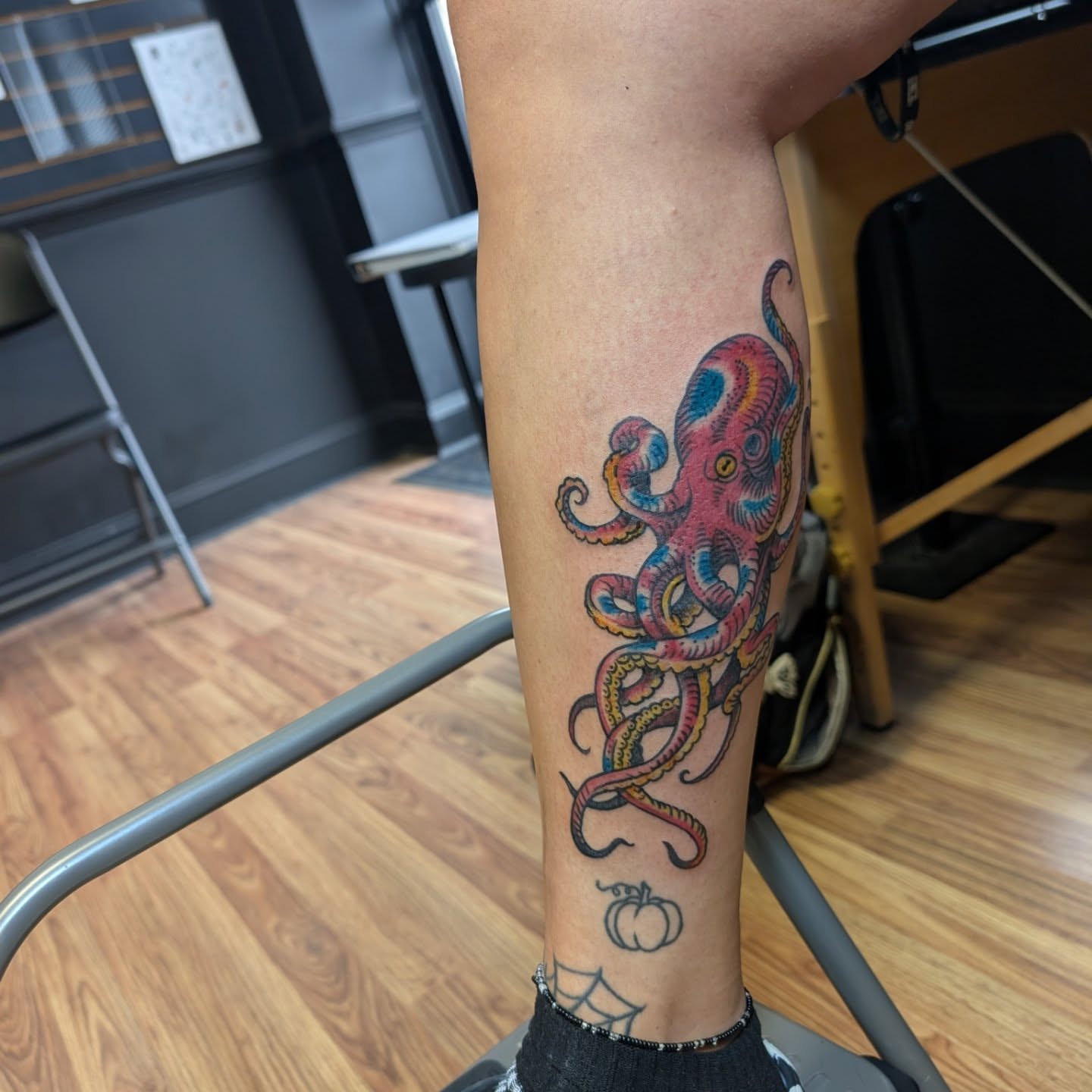 Octopus new school tattoo on the forearm by Chad Nuber