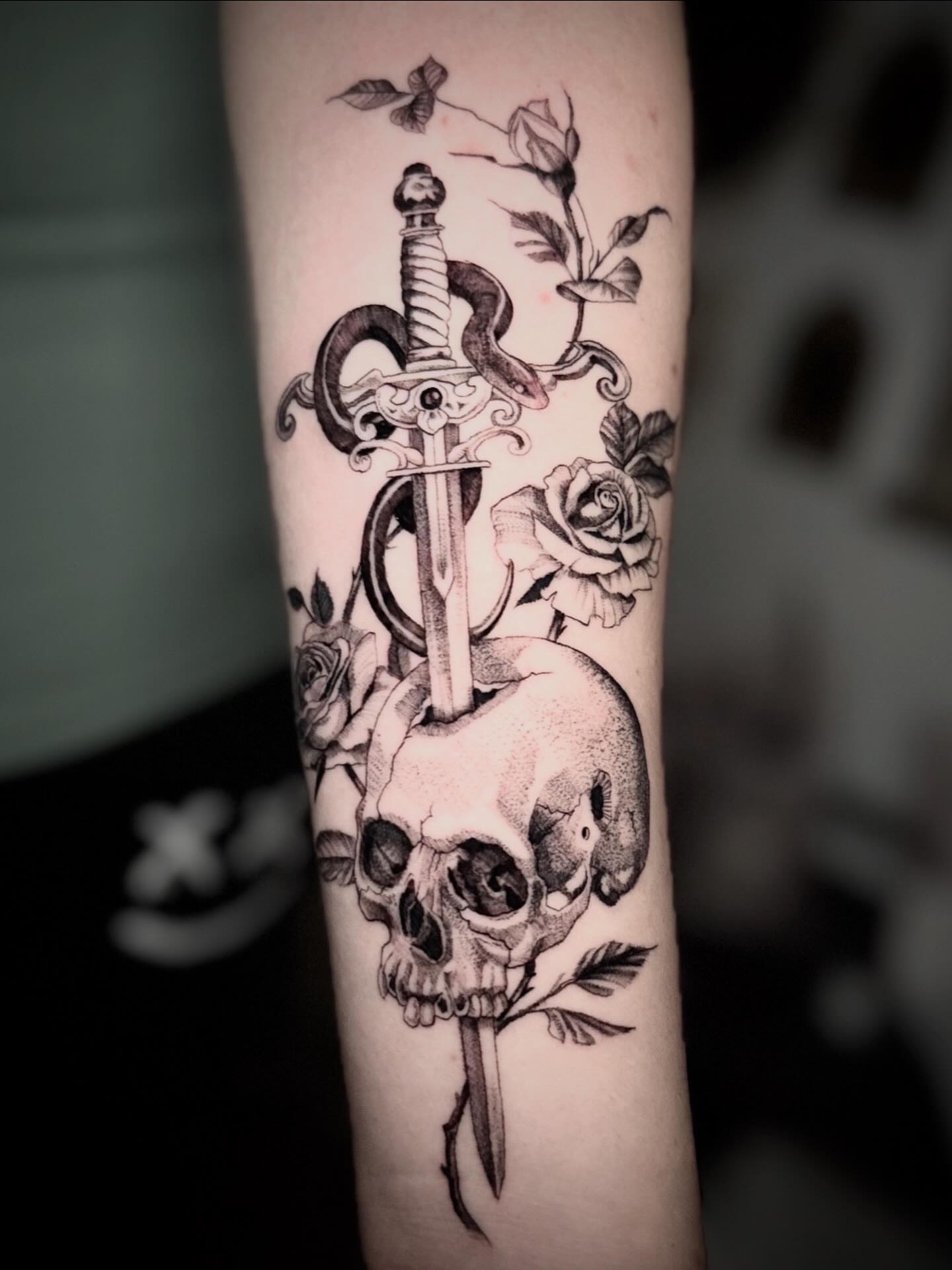 Tattoo by @that.lil.gothgirl — black_and_grey, realism
