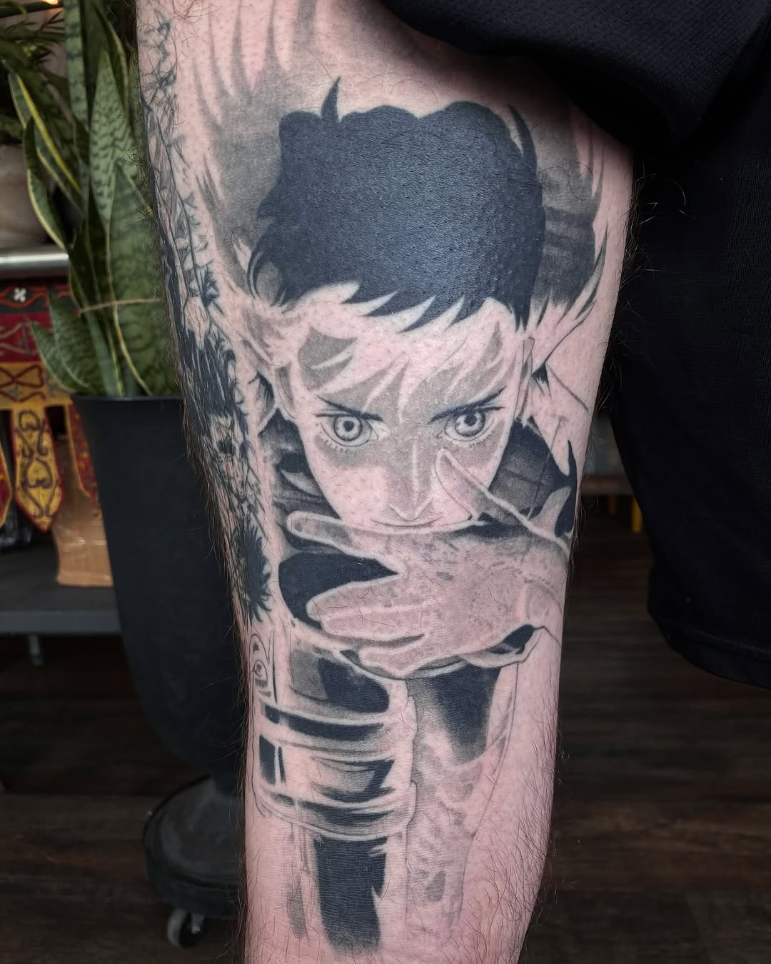 Tattoo by @weebapologist — anime, black_and_grey