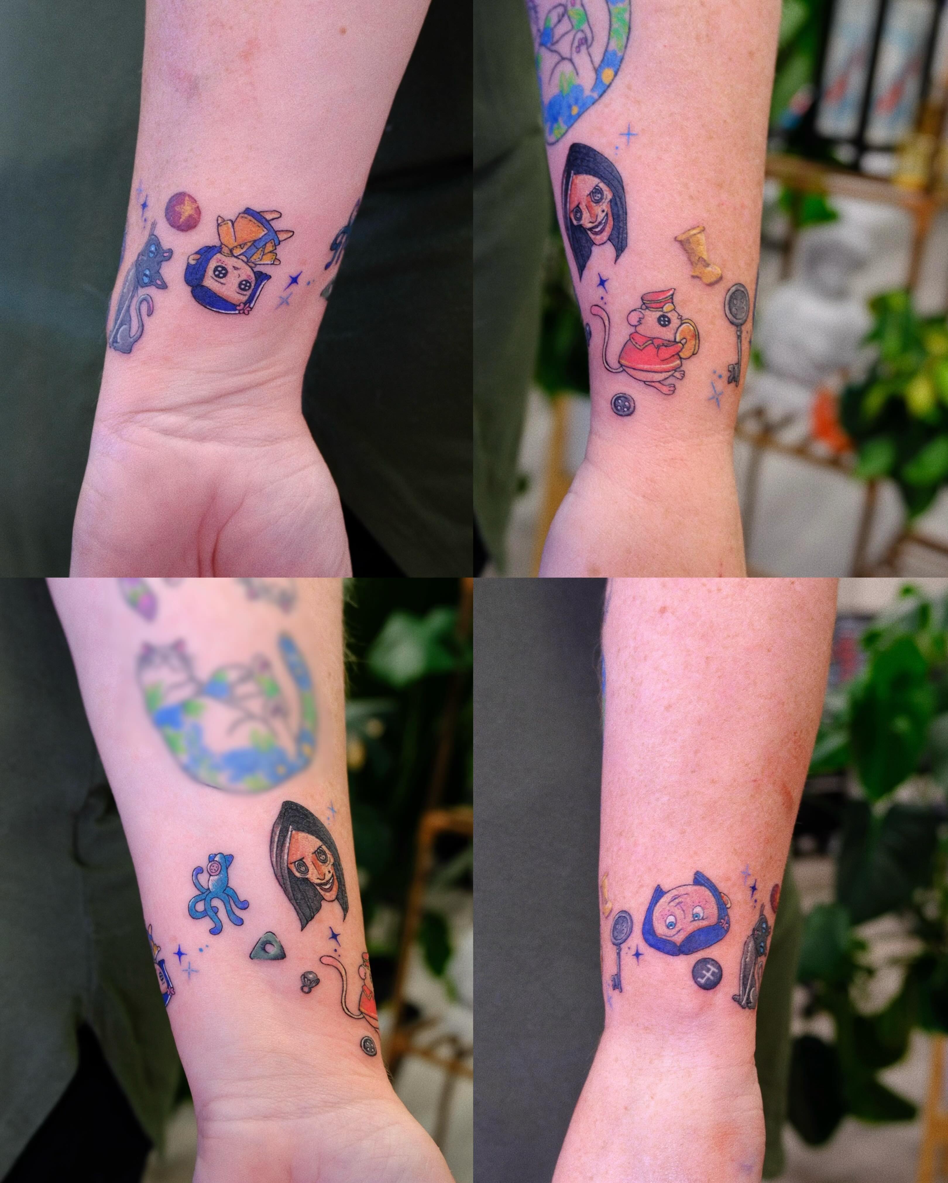 Anime characters anime tattoo on the forearm by rita_tattooist