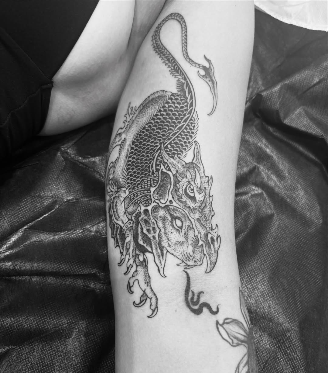 Tattoo by @blightttattoo — dotwork, black_and_grey