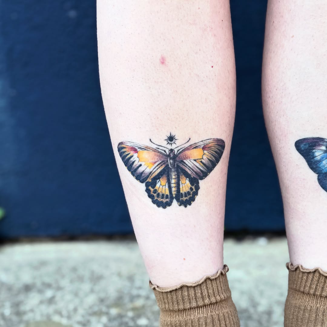 Butterfly realism tattoo on the forearm by Andy Rowe- Tattoo Artist🦇