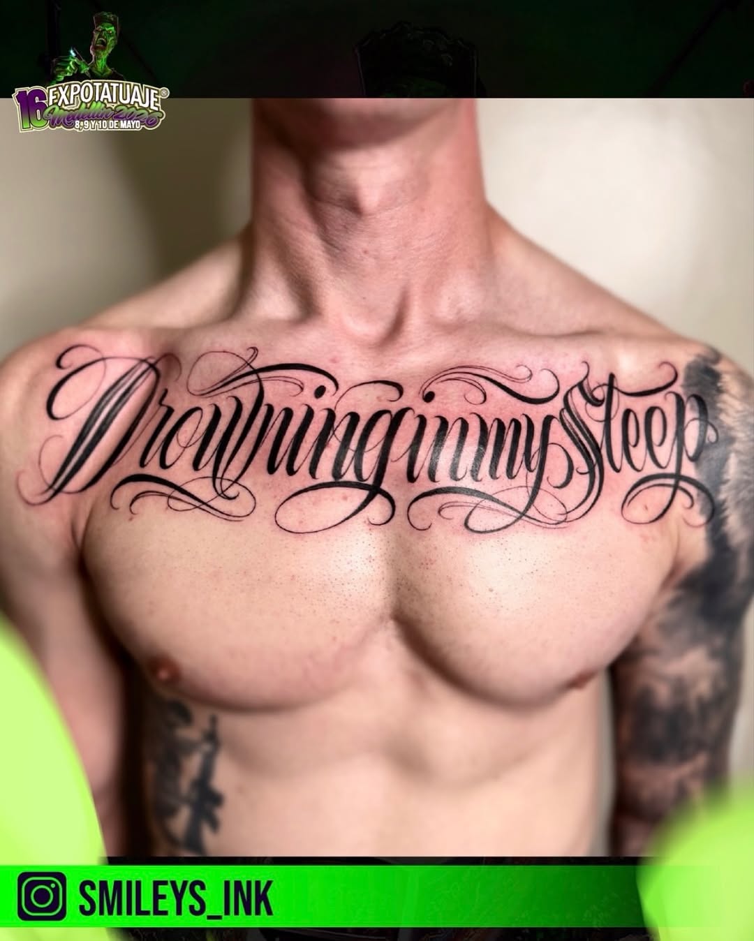 Tattoo by @smileys_ink — lettering_script, chicano