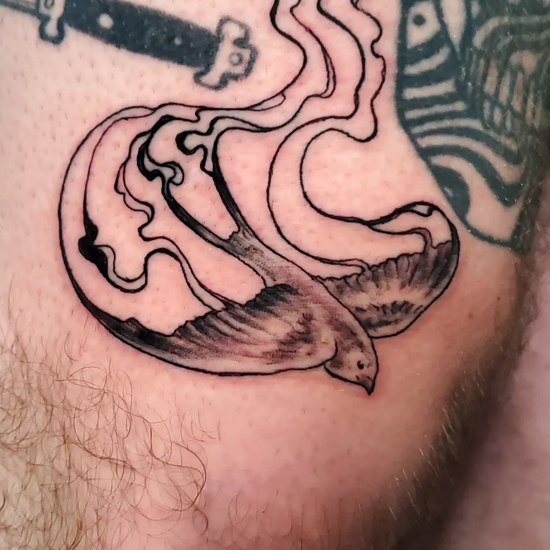 Tattoo by @crookedwil — black_and_grey