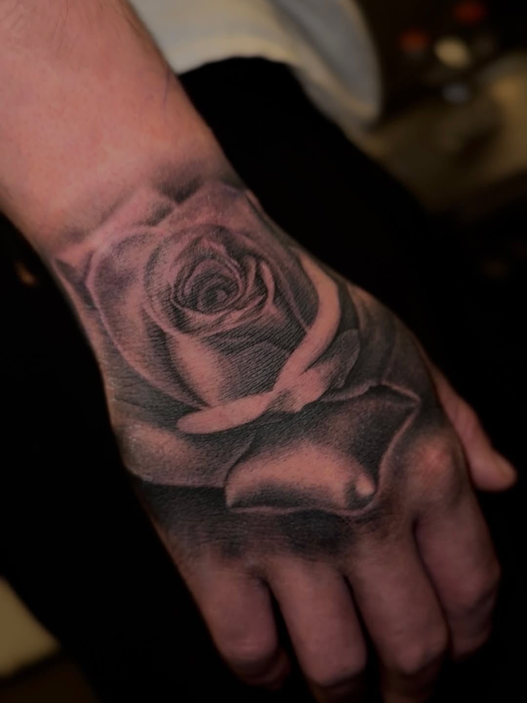 Rose dotwork tattoo on the hand by @_frankyvee