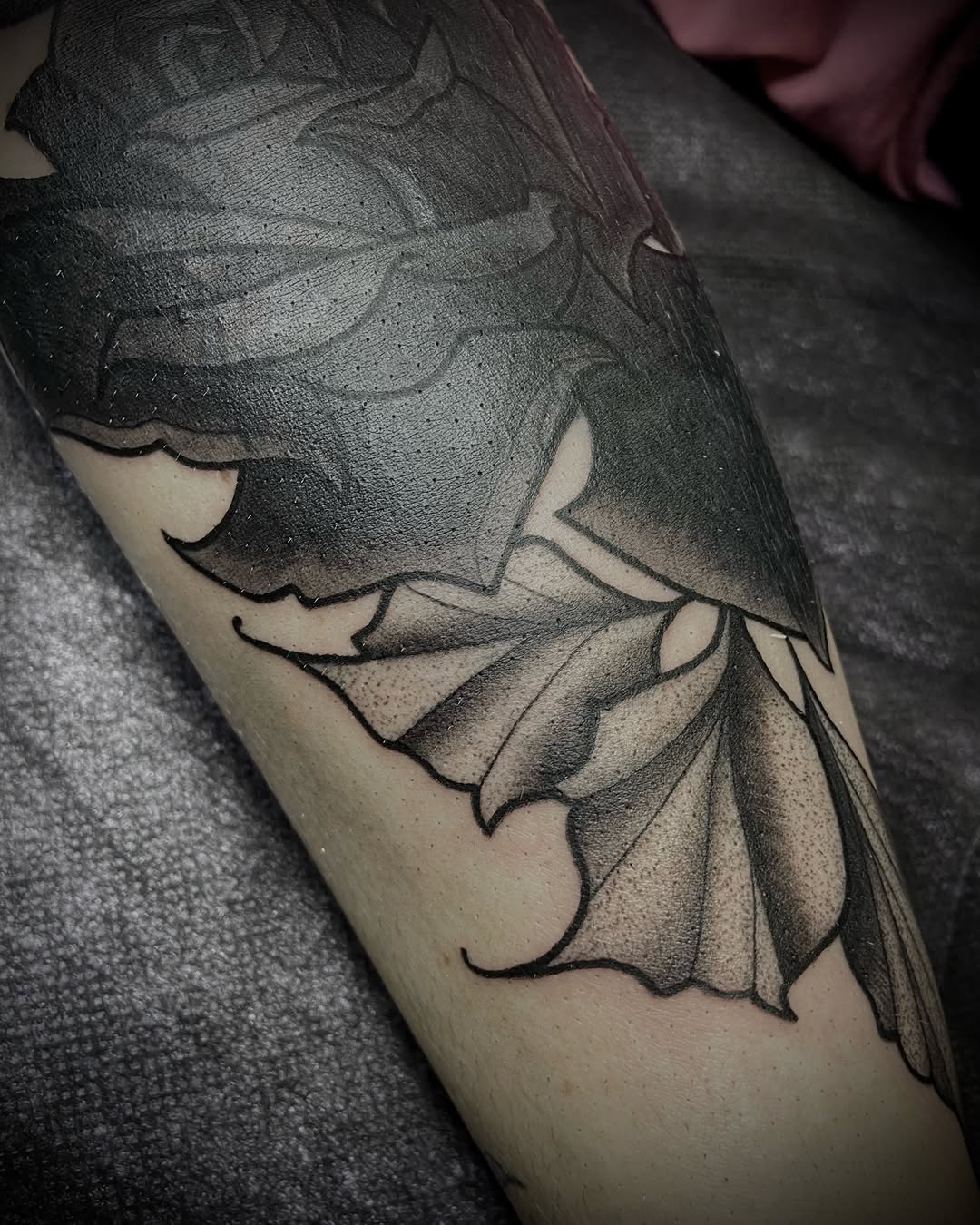Tattoo by @inked.by.shelbie — black_and_grey, dotwork